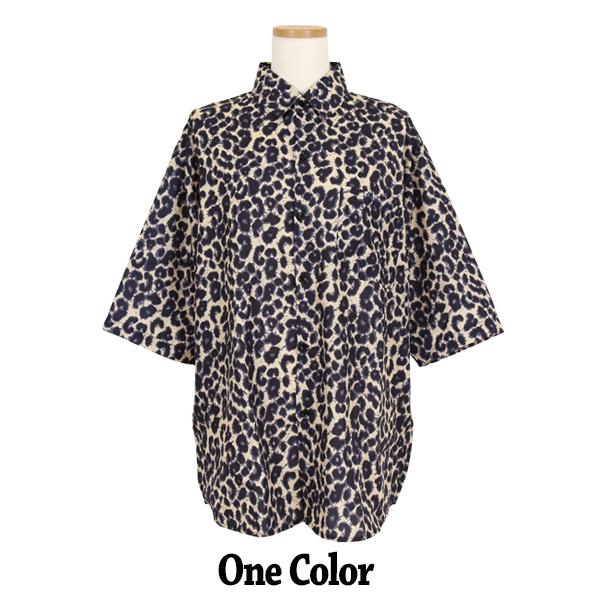 レオパード柄 ルーズシルエット半袖シャツ