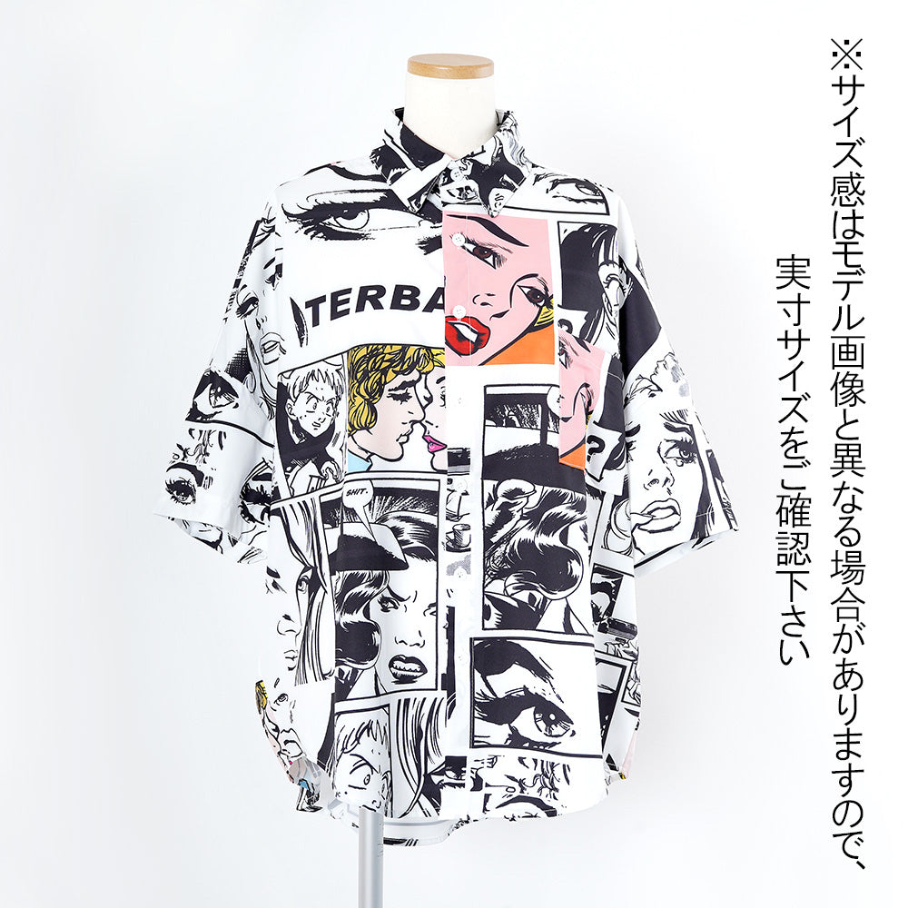 ストリートコミック柄のビッグシルエット半袖シャツ