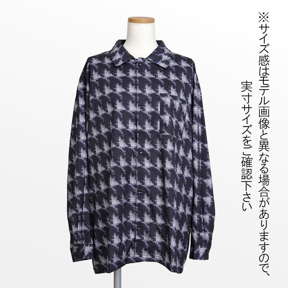 ダークなぼかし千鳥チェックの長袖シャツ
