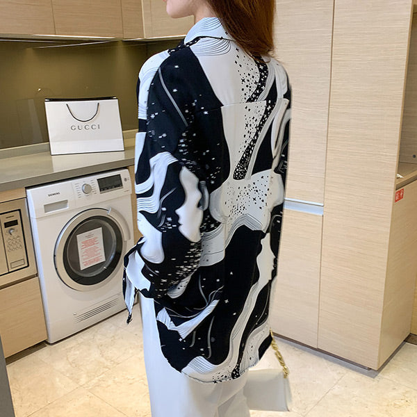 星空アート モノトーン長袖シャツ