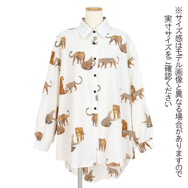 ヒョウプリント長袖シャツ