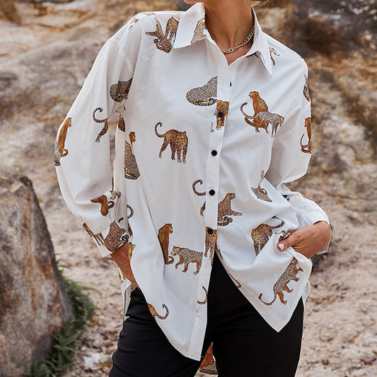 ヒョウプリント長袖シャツ