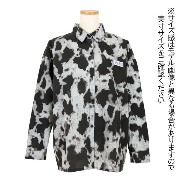 グレーダークパターン長袖シャツ