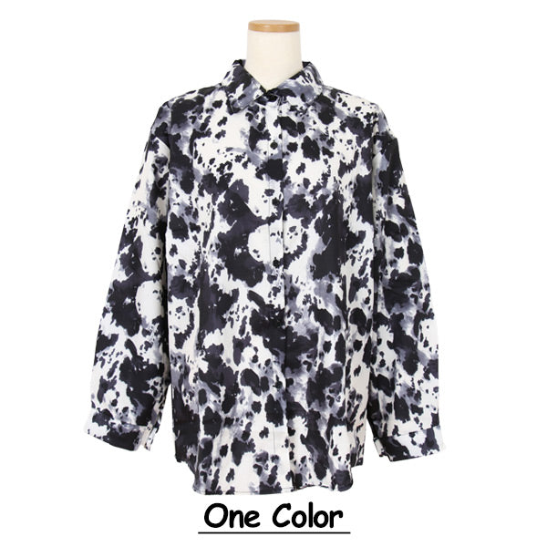 モノトーンMIXカラーのオーバーサイズ長袖シャツ