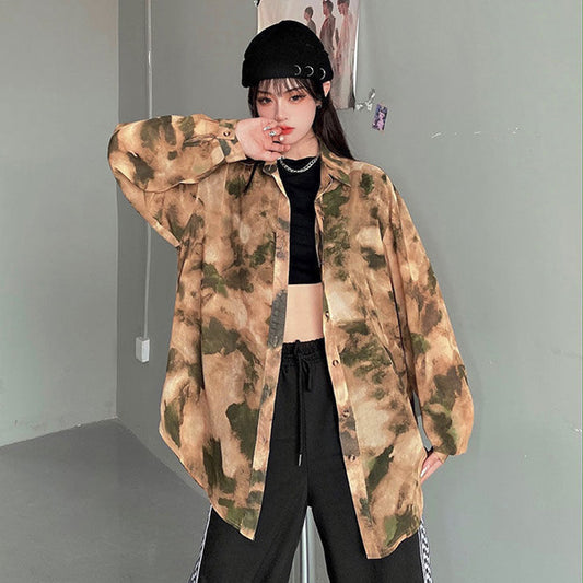 タイダイ柄オーバーサイズ長袖シャツ