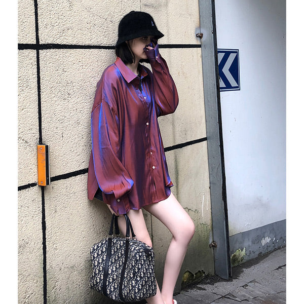 シャイニーカラー長袖シャツ