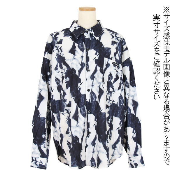ダークネイビー×ホワイト長袖BIGシャツ