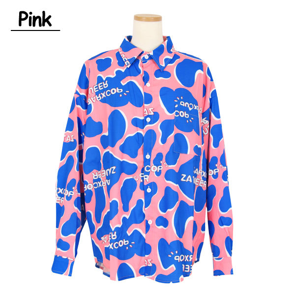POPなCOW柄のビッグシルエット長袖シャツ