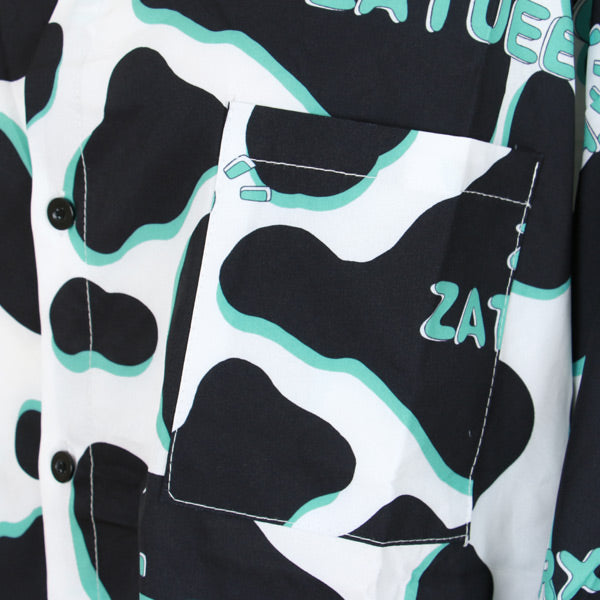 POPなCOW柄のビッグシルエット長袖シャツ