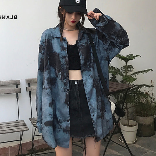 ダークモアレプリント オーバーシャツ