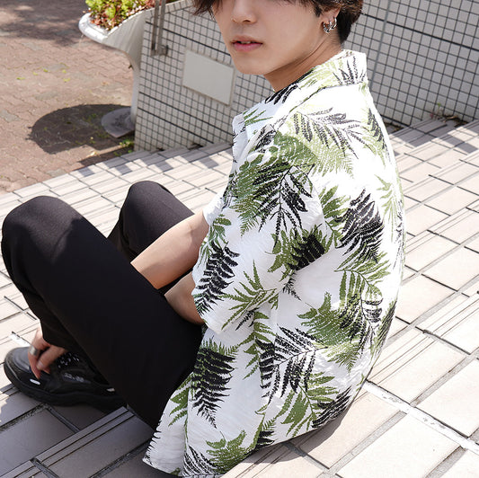 シダの葉のワッシャー半袖シャツ
