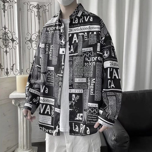 モノトーンロゴグラフィック長袖シャツ