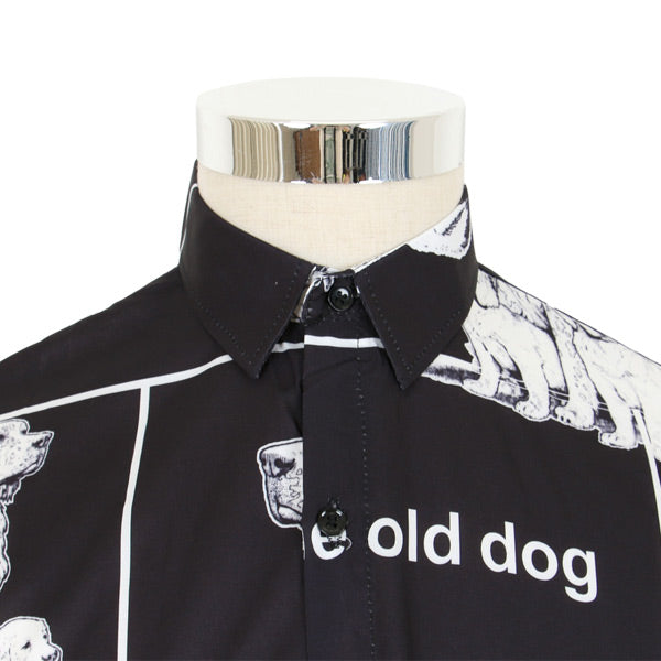 モノトーンDOGプリント長袖シャツ