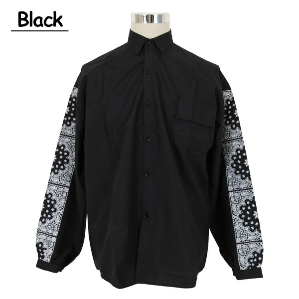 バンダナ柄スリーブの長袖シャツ