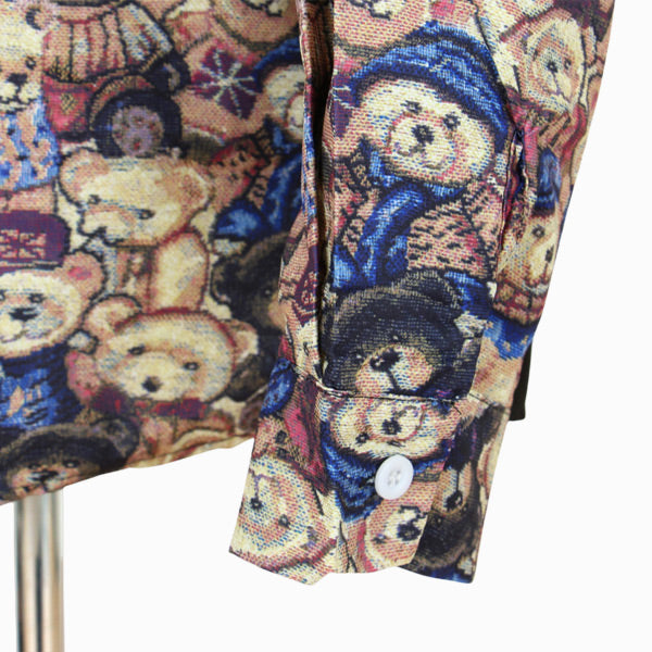 BEAR柄切替えアシメ長袖シャツ