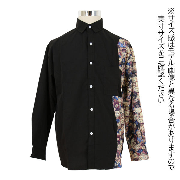 BEAR柄切替えアシメ長袖シャツ