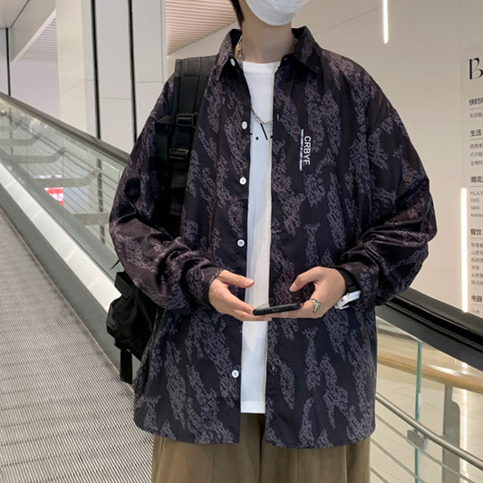 ノイズグラフィックプリント 長袖シャツ