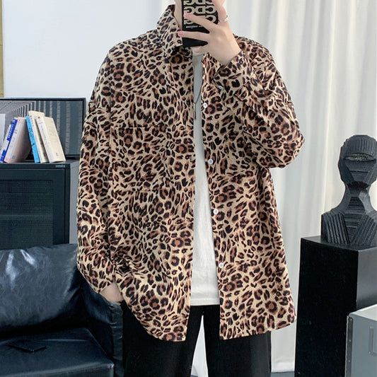 レオパード柄プリント長袖シャツ