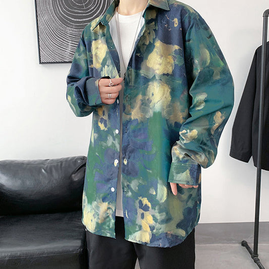 ボタニカルアートの長袖シャツ