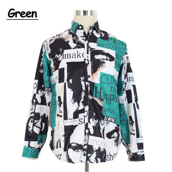 フォトコラージュプリント長袖シャツ