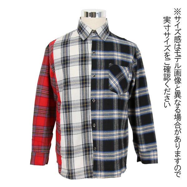マルチカラーアシンメトリーチェックシャツ