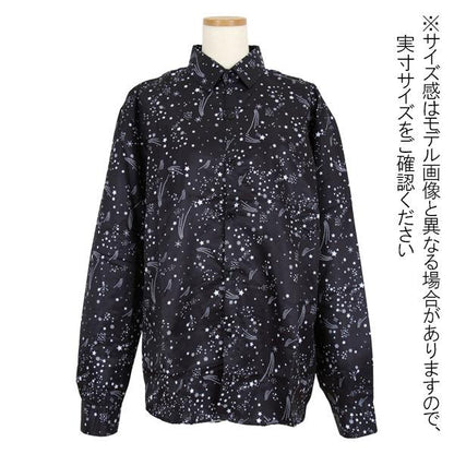 miniスター総プリント 長袖ブラックシャツ