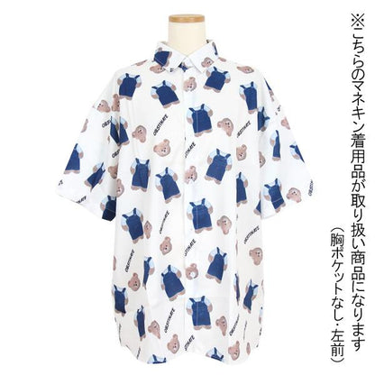 ダークユーモア クマぬいぐるみプリント 半袖シャツ