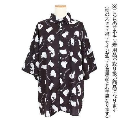 キャットシルエットプリント Bigシルエット半袖シャツ