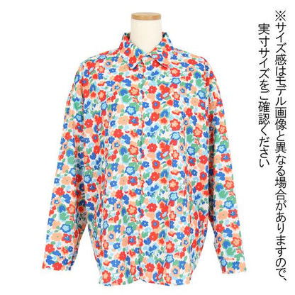 カラフル フラワープリント長袖シャツ