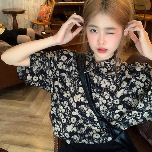 Chic monochrome floral shirt