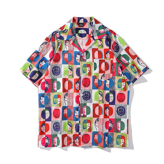 Face and multi-check shirt