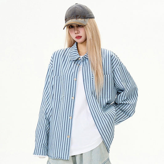 Blue and striped loose fit