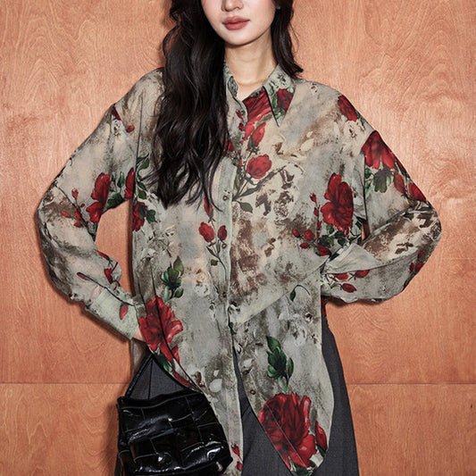 Gray decadence and red flowers