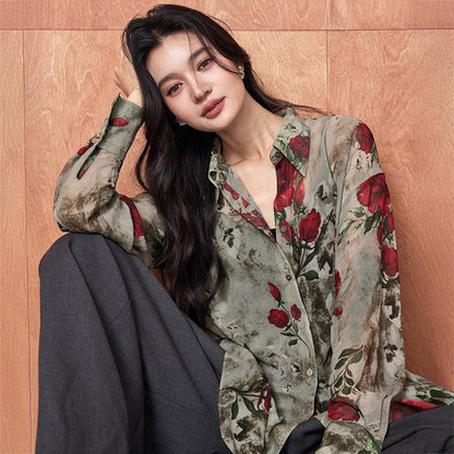 Gray decadence and red flowers