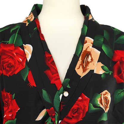 Red and beige roses