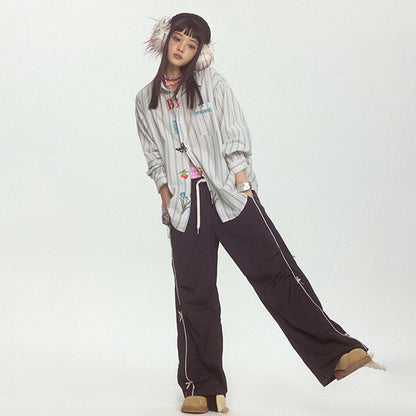 Motif embroidery and stripes