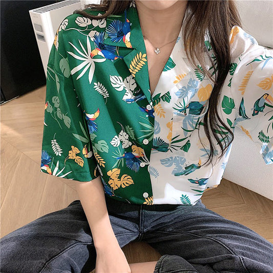 Two-tone botanical shirt