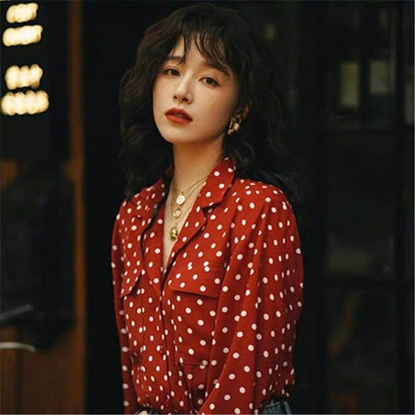 Red retro, polka dots