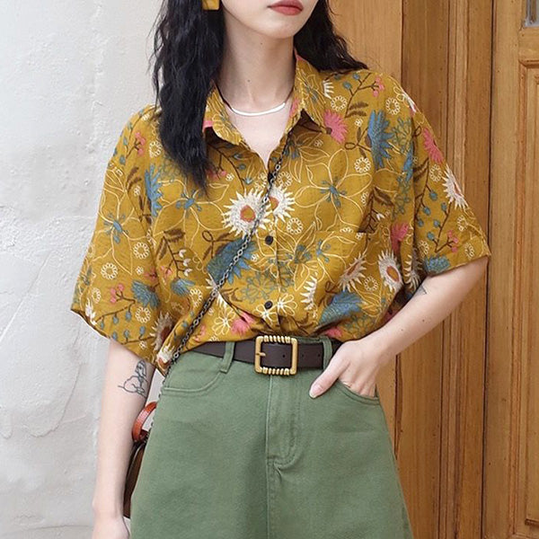 Mustard yellow floral aloha