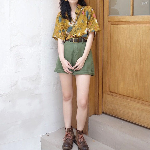 Mustard yellow floral aloha