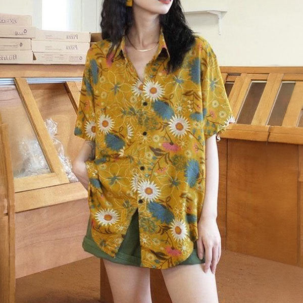 Mustard yellow floral aloha