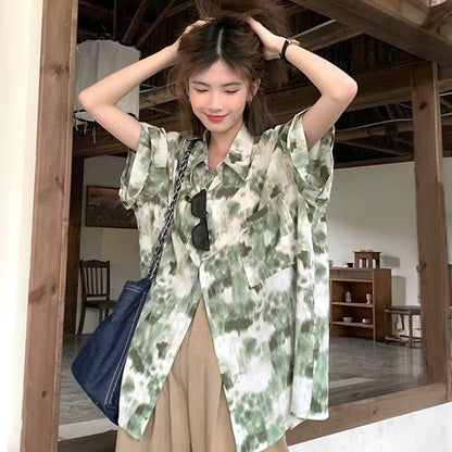 Green-gray muted tie-dye