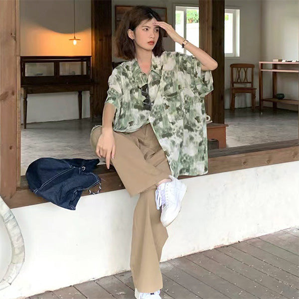 Green-gray muted tie-dye