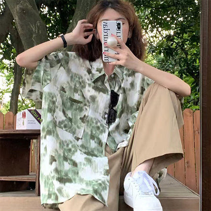Green-gray muted tie-dye