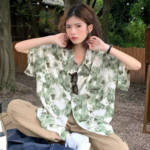 Green-gray muted tie-dye
