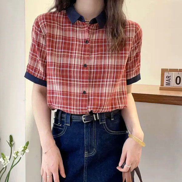 Red-brown check, cleric style