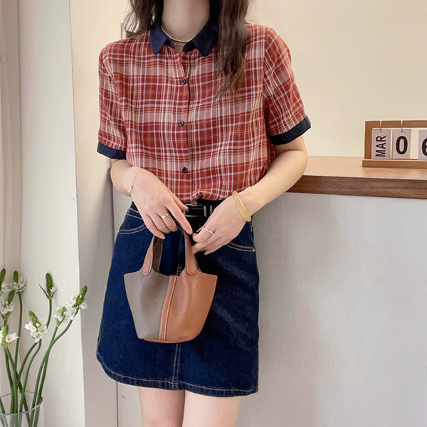Red-brown check, cleric style