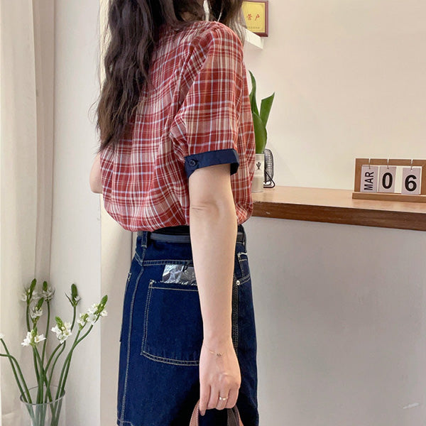 Red-brown check, cleric style