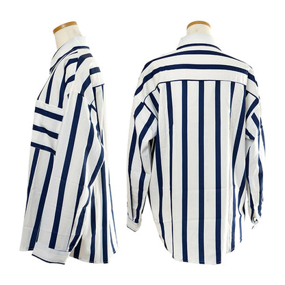 Bold white and navy stripes