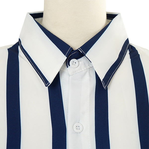 Bold white and navy stripes